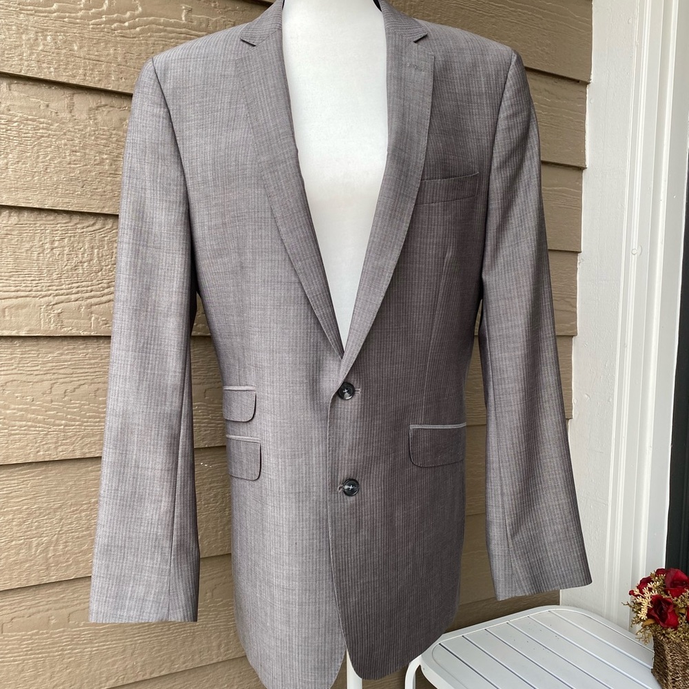 Caravelli Italy Formal Gray Suit Jacket 100% wool